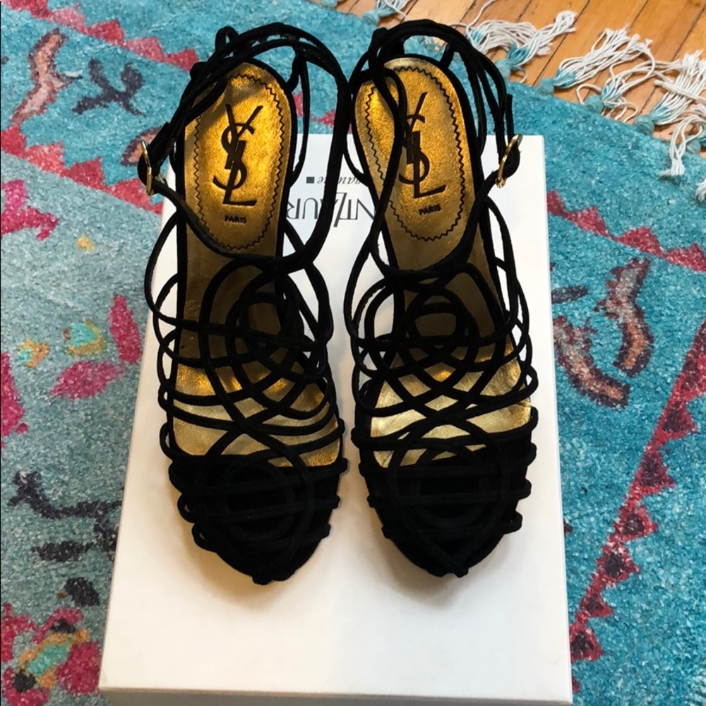 YSL Black and Gold heels